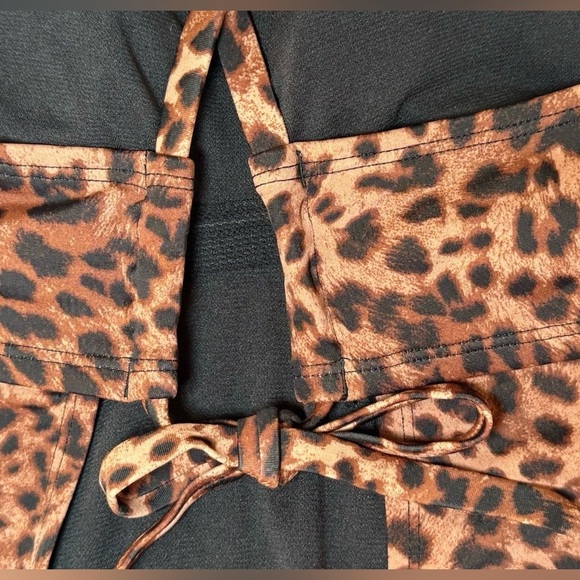 Leopard Print One Piece Swimsuit XL 16 / 18 Padded Adjustable Strap Long - Picture 5 of 8